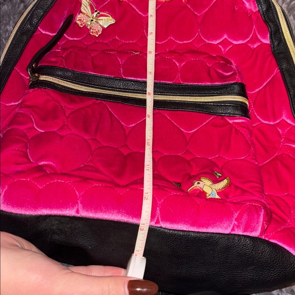Betsey Johnson quilted hearts velvet hot pink backpack main image 6